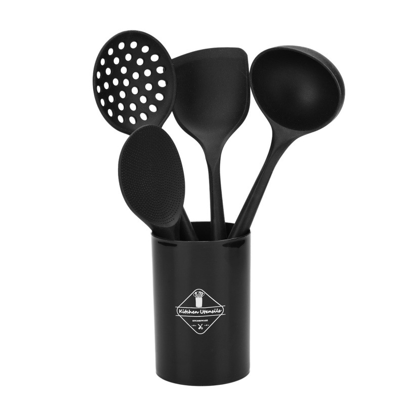 Juego de utensilios de cocina de silicona de nogal