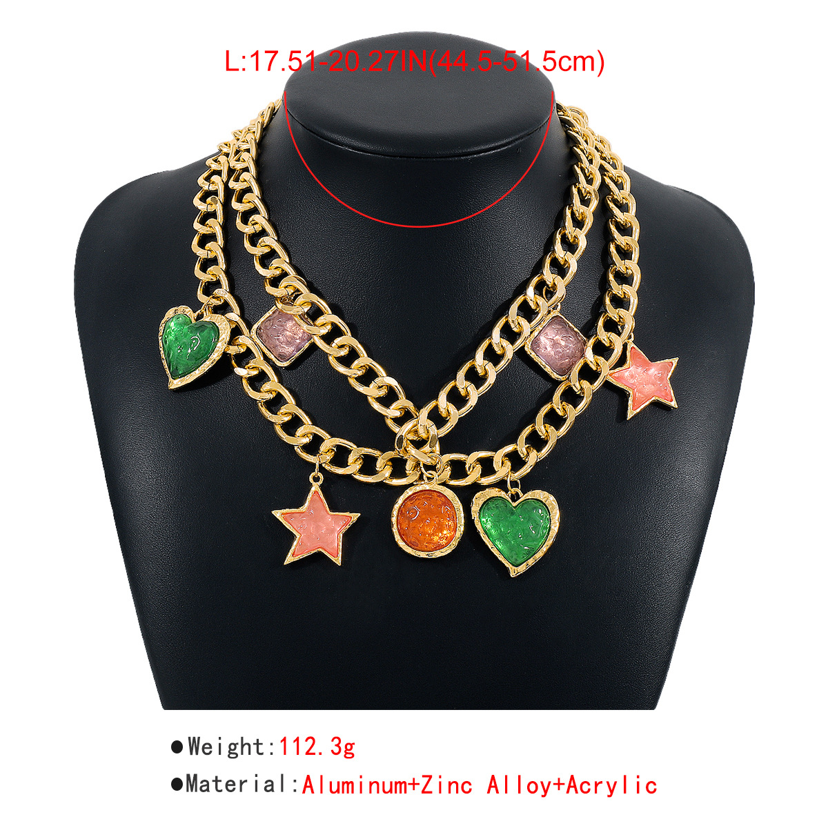 1 Piece Fashion Star Heart Shape Arylic Alloy Aluminum Plating Rhinestones Women's Layered Necklaces display picture 7