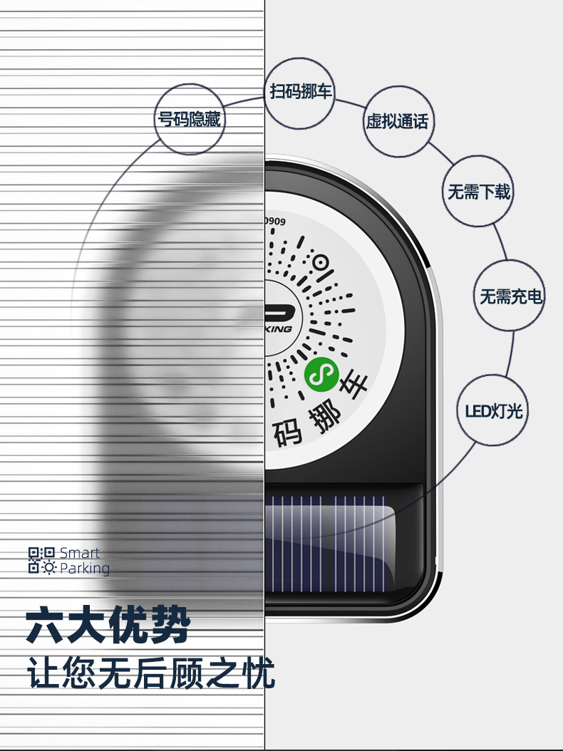 Car Temporary Parking Sign Multi-Functional Sun Charging Privacy Qr Code Scan Ornament Car Temporary Parking Sign