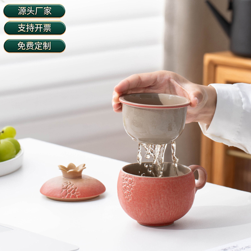 Like water pomegranate year mug ceramic tea cup office coffee cup creative cup cup hand gift customization Like water pomegranate year mug ceramic tea cup office coffee cup creative cup cup hand gift customization