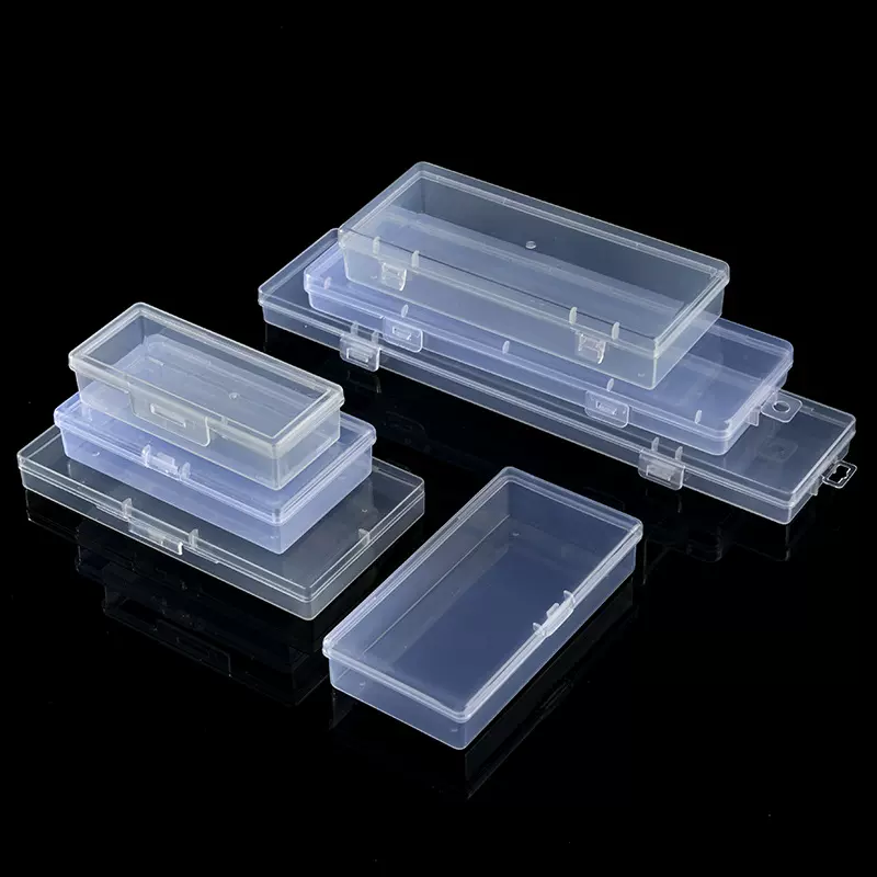 跨境长方形长扁盒透明塑料饰品双扣收纳盒零配件盒首饰串珠包装盒