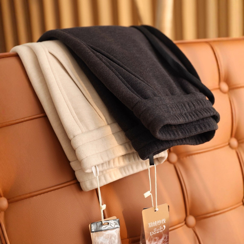 800g Acetate Wool + down Mulberry Silk! Warm and Slimming Look Mid-High Waist Wide Leg Woolen Pants for Women Winter G103103