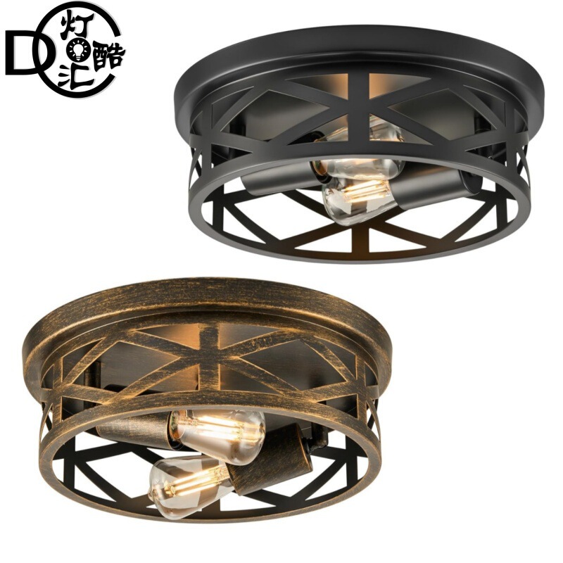 Cross-border American-style embedded ceiling lamp corridor courtyard farmhouse aisle metal cage ceiling lamp shrimp ebay
