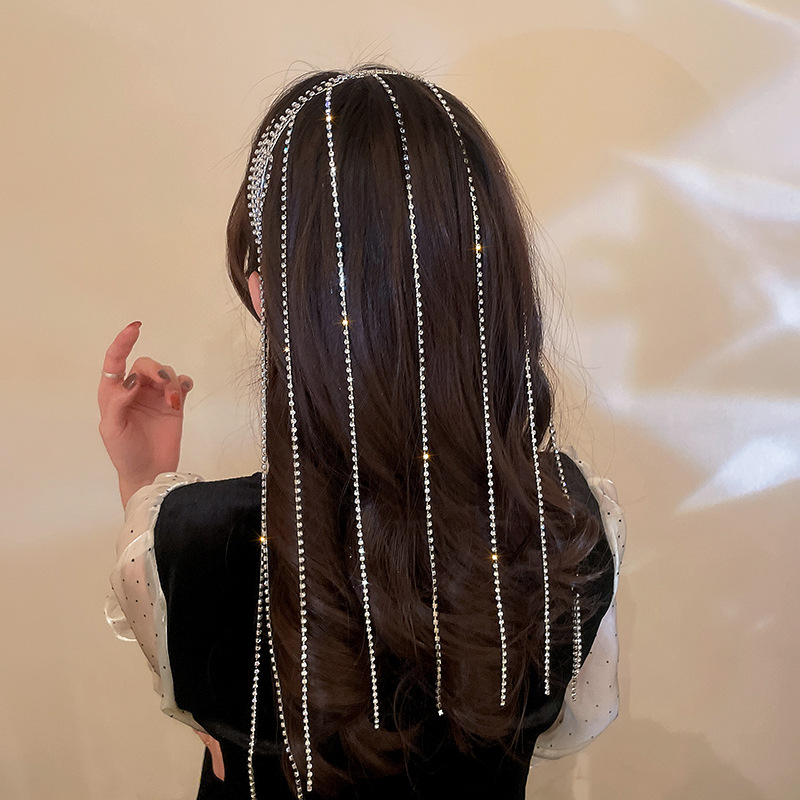 Fashion Geometric Alloy Tassel Rhinestones Hair Band display picture 1