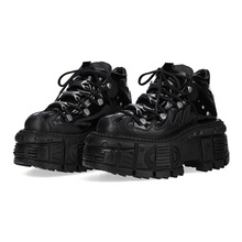 复古西班牙坦克底金属高帮鞋增高厚底小皮鞋暗黑朋克松糕底单鞋女