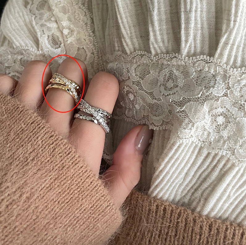 Anillo de circonita de perlas de viento ins, nicho femenino, sentido de alta gama, simple y ligero, anillo de novia de lujo, anillo de apertura de temperamento al por mayor