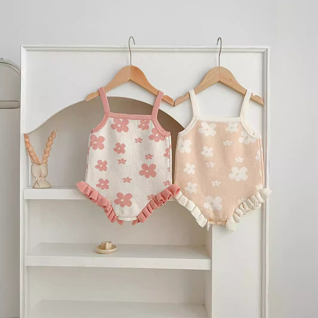 Summer children's knitted woolen bodysuit