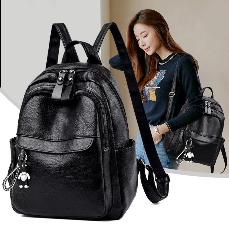 Backpack School Bag Trendy New Fashion Women 2024 Small Bag Travel Korean Version Versatile Women's Backpack Soft Leather Women