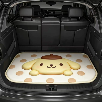 Avtomobil döşəmə paspasları – Cross-Border Sanrio Printed Dust-Proof Mat - 0320-cartoon-trunk-mat-11-flat-effect-not-3d-effect-75100cm-crystal-velvet-dot-plastic-bottom