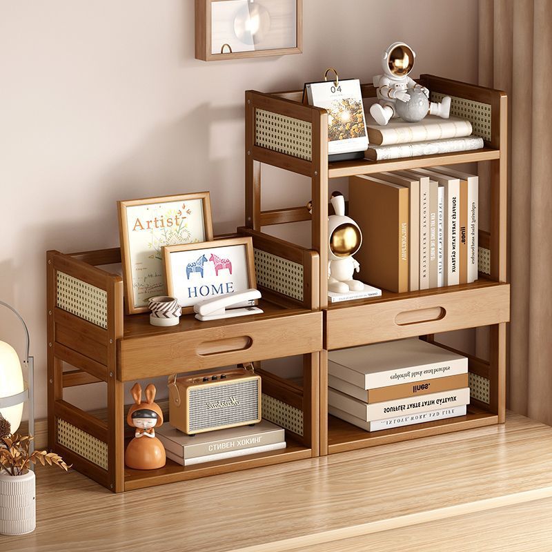 Desktop Bookshelf Storage Rack Desk Simple Storage Shelf Home Living Room Study Punch-Free Bookcase Storage Cabinet