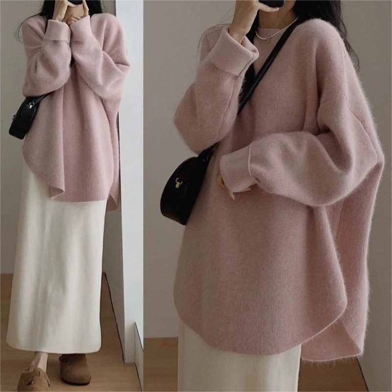 Casual Pullover Knitted Base Shirt Autumn and Winter New Wool Sweater Women's Sweater Mid-length Lazy Loose Fashion Casual Pullover Knitted Base Shirt Autumn and Winter New Wool Sweater Women's Sweater Mid-length Lazy Loose Fashion