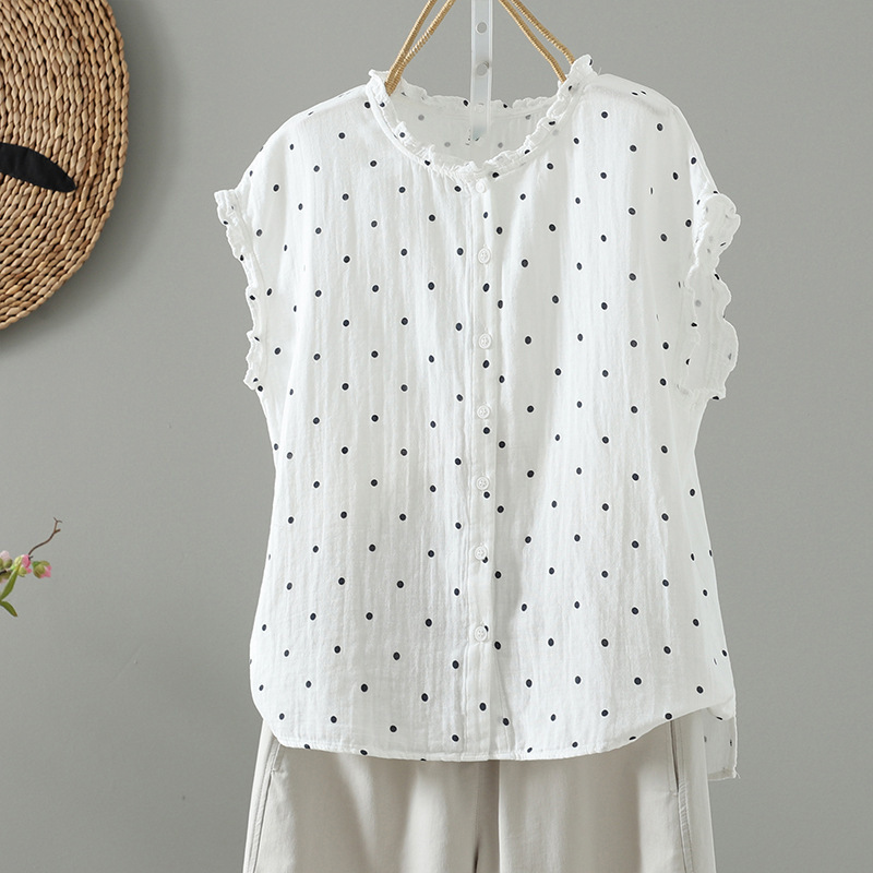 2026 Summer Women's Cotton and Linen Loose Round Neck Short Sleeve Shirt with Artistic Retro Skull Pattern, Comfortable and Casual 2026 Summer Women's Cotton and Linen Loose Round Neck Short Sleeve Shirt with Artistic Retro Skull Pattern, Comfortable and Casual