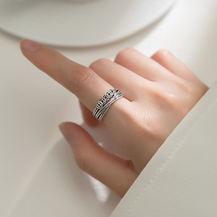 Vintage Coin Transfer Ring Women's Ins Trendy Niche Design Vintage Cold Style Forefinger Lucid Open Ring