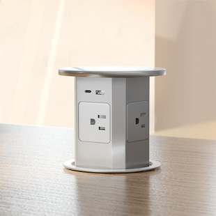American Standard Hydraulic Lifting Socket American Socket Wireless Charging USB Interface 18W Fast Charging 1A+C Silver 15A 250V