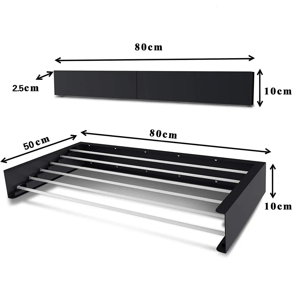 Percha de Ropa para Balcón y Baño, Plegable y Retráctil sin Perforación de Pared