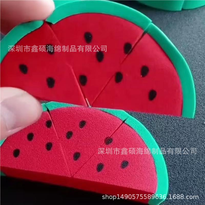 鑫硕新款 水果橙子粉扑 干湿两用化妆海绵工具平面印刷分切成型