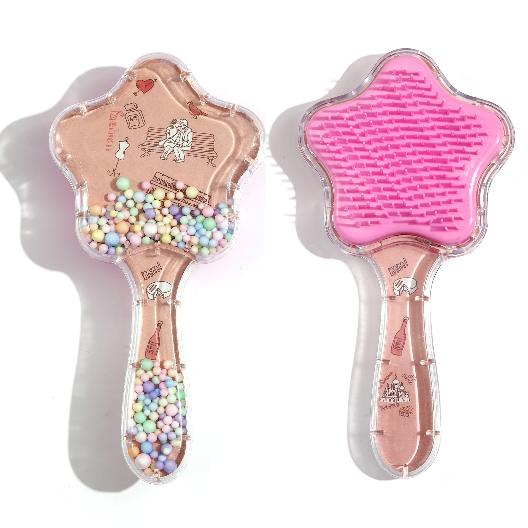 Cojín de aire peine estrella de cinco puntas lindo peine portátil transparente de dibujos animados de los niños anti-anudado mágico pelo liso pelo cojín de aire peine