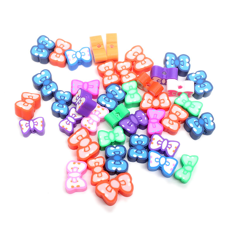 Cuentas de cerámica suave DIY, caras sonrientes, sueltas para pulseras y collares