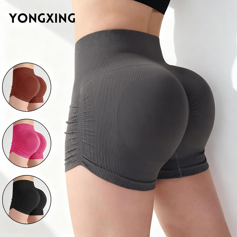 Cross-Border Peach-Shaped Fitness Shorts with Pleats, High Waist, Butt-Lifting Training Shorts, Leg-Lengthening Sports Yoga Shorts, Body-Shaping Cross-Border Peach-Shaped Fitness Shorts with Pleats, High Waist, Butt-Lifting Training Shorts, Leg-Lengthening Sports Yoga Shorts, Body-Shaping