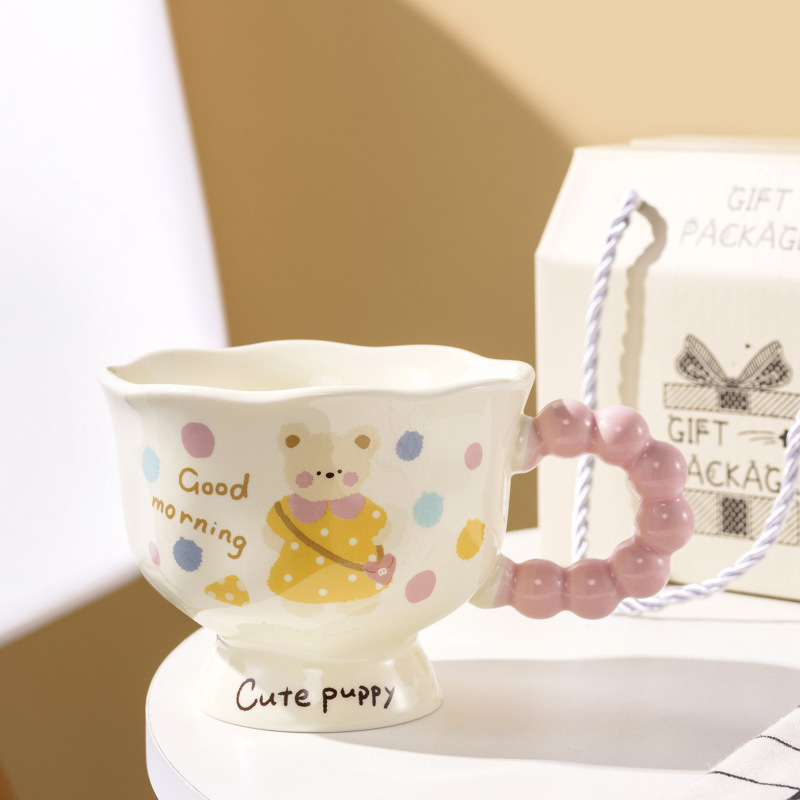 Ins風網赤熊マグカップ高颜値カップ陶磁器カップルカップ女子誕生日プレゼントお土産|undefined