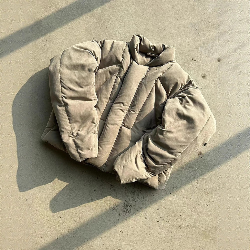 Suede Short down Cotton Jacket Men's Winter Thickeneded Warm Cleanfit Cotton Jacket American Bread Jacket