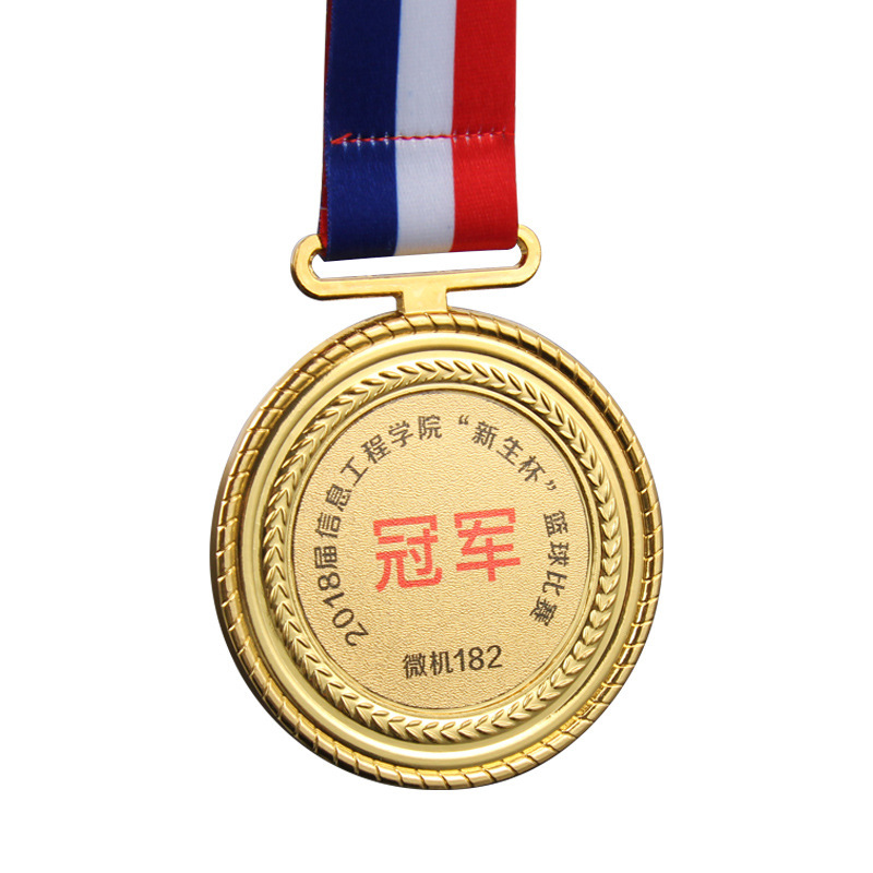 En stock medalla de metal grueso maratón corriendo polea competición deportiva espiga de trigo trofeo medalla logotipo imprimible