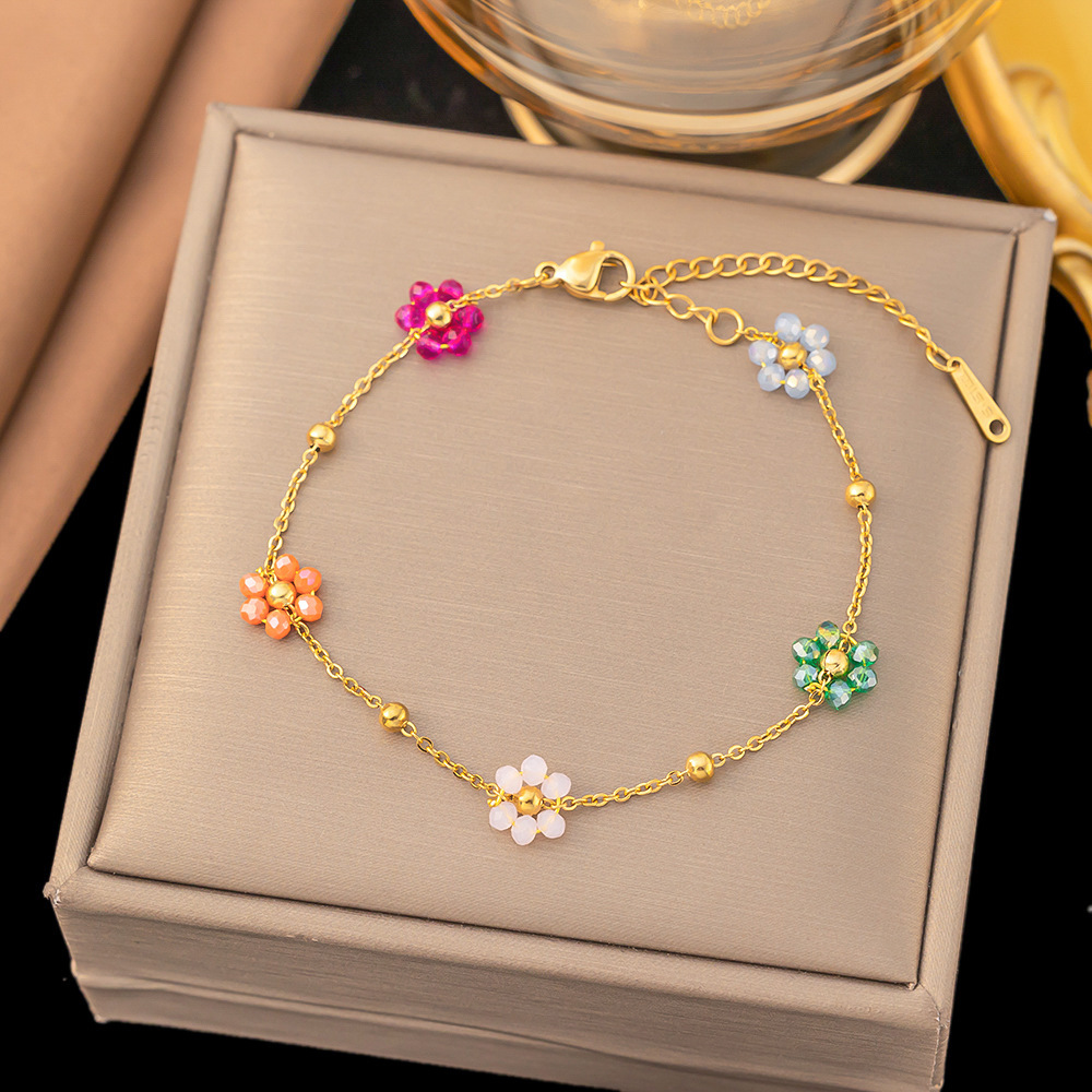 Titanium Steel Sweet Plating Printing Bracelets Necklace display picture 2