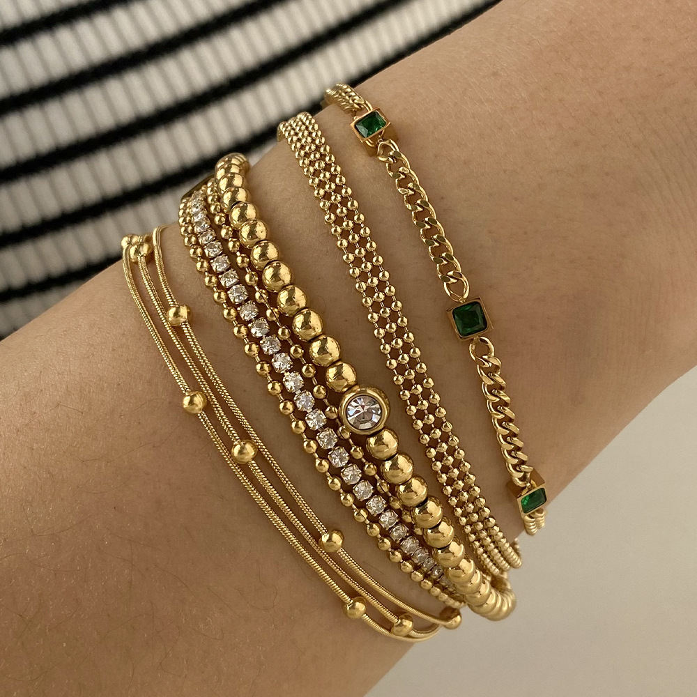 Geometric Casual Simple Style 16K Gold Plated White Gold Plated Gold Plated 304 Stainless Steel Bracelets In Bulk display picture 5