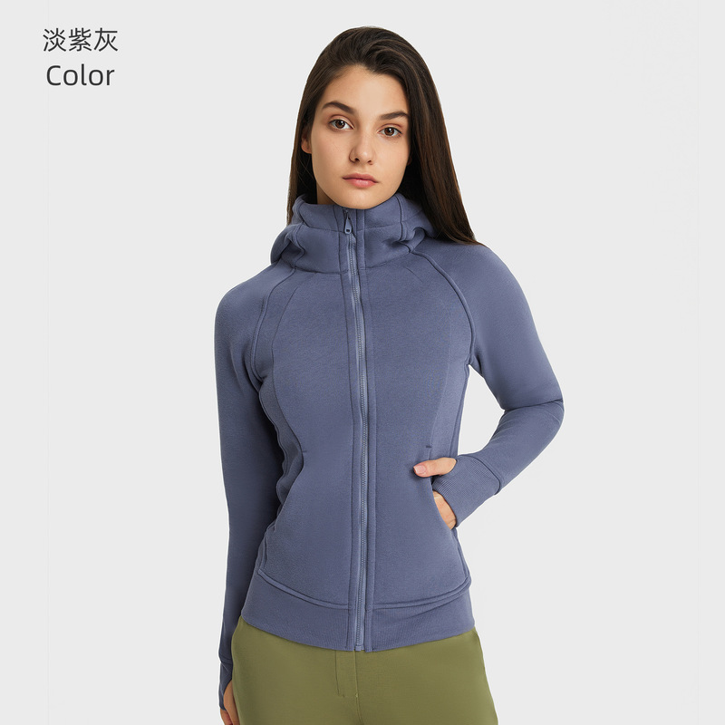 SCA新款加厚保暖连帽外套女户外健身卫衣瑜伽服夹克运动上衣DJ028|undefined