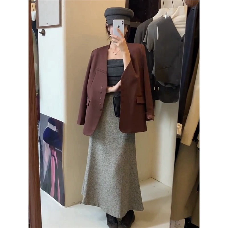 2737 Высокое чувство моды маленький пиджак женский осенняя богиня Fan Nianzhong корейская версия иностранного пиджака женский