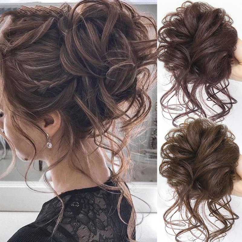Synthetic Hair Bun Scrunchie Messy Bun Elastic Bun Comfortable Daily Wear Factory Wholesale Short Hair