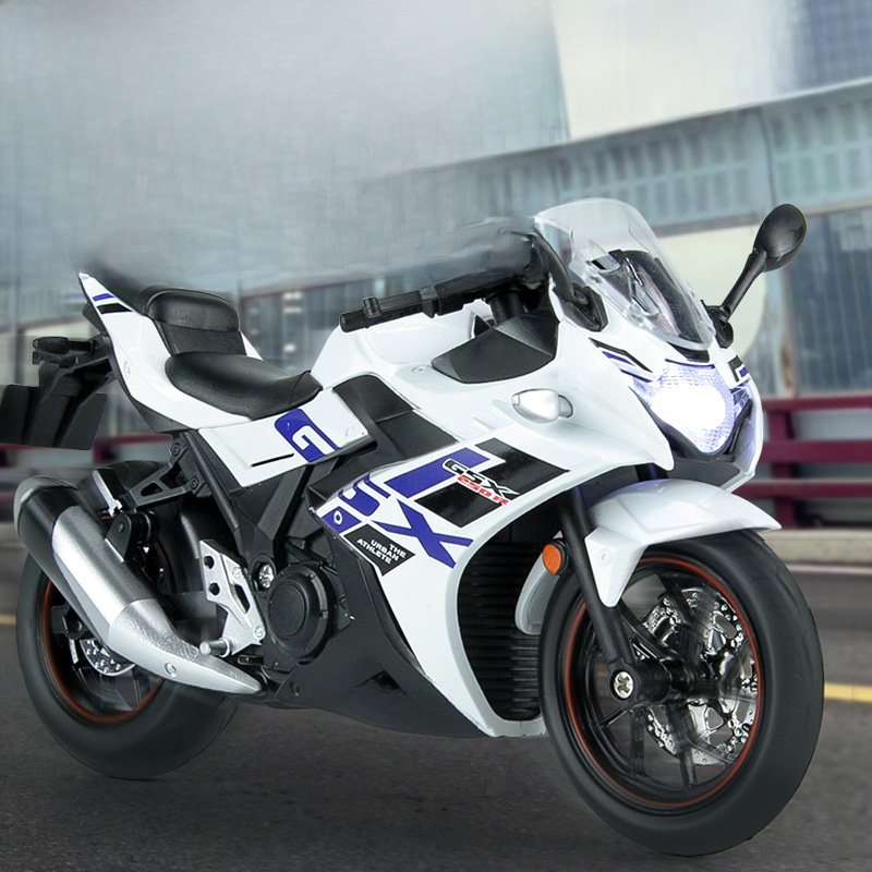 （盒裝）仿真1比12 GSX250R合金摩托車擺件模型玩具兒童一件代發