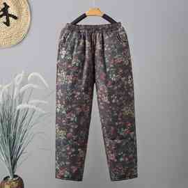 实拍夹棉加厚棉裤秋冬季阔腿裤宽松休闲大码女长裤