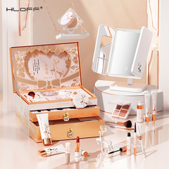 HLOFF Deer Love High-End Makeup Gift Box Valentine's Day Birthday Gift Makeup Set with LED Mirror
