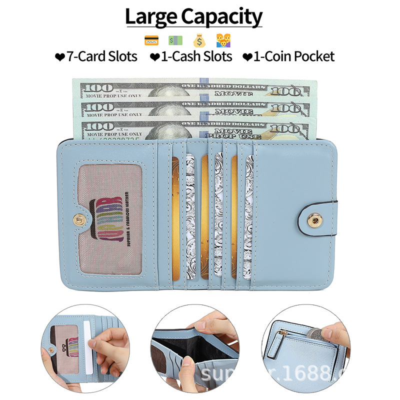 Mayorista personalizado simple PU bolso de cambio bolso corto damas ultra delgado FBA comercio exterior RFID antimagnético billetera de cremallera