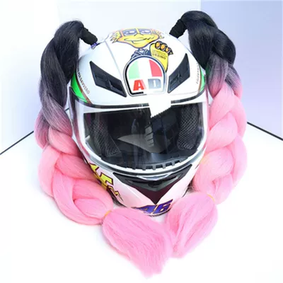 Clown-Style Helmet with Braid Motosiklet dəbilqələri - black-gradient-powder