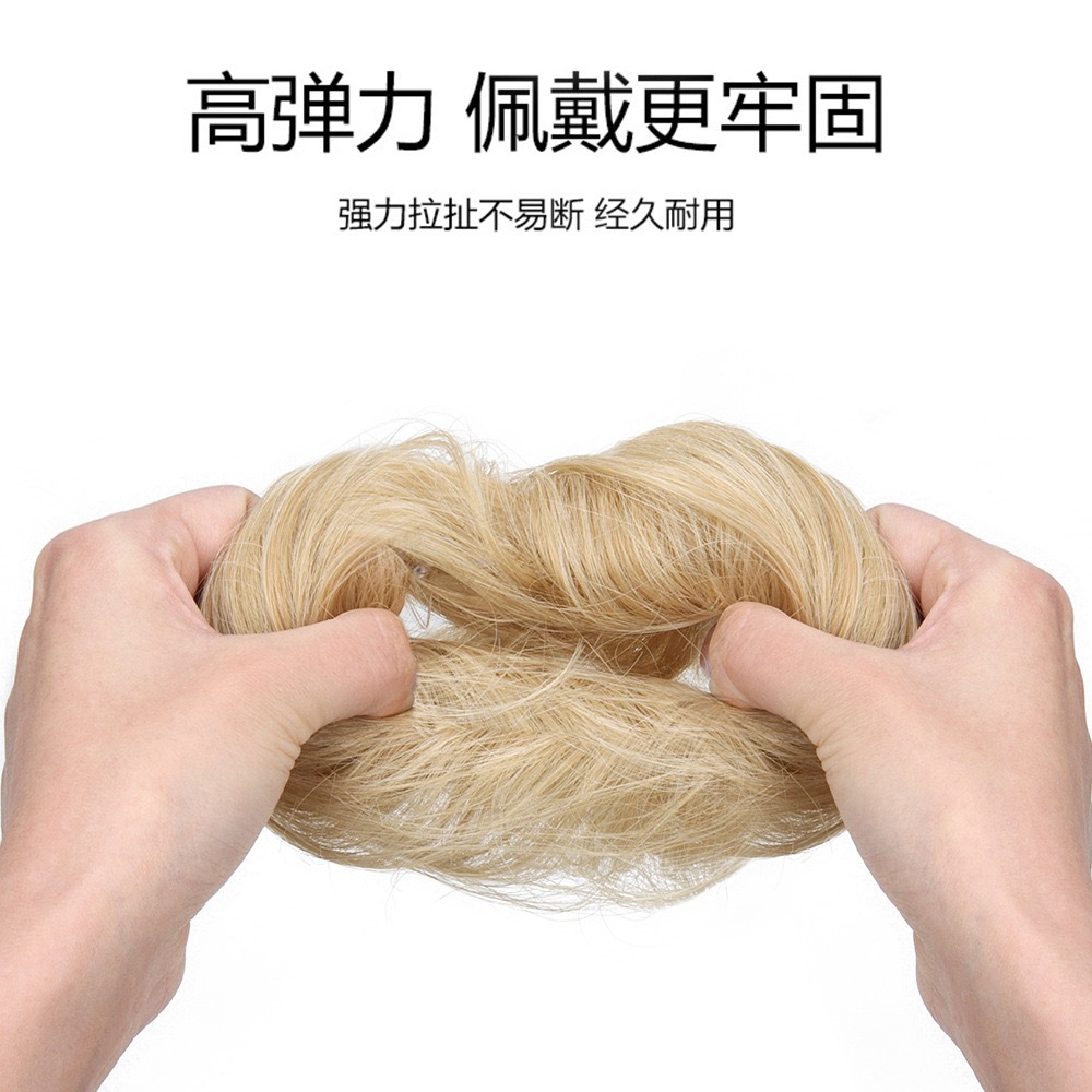 Anillo de pelo recto cabeza de bola de cola de caballo flojo brotes de cabello natural comercio exterior bolsa de cabello recto fibra química peluca cola de caballo joyas de cabello