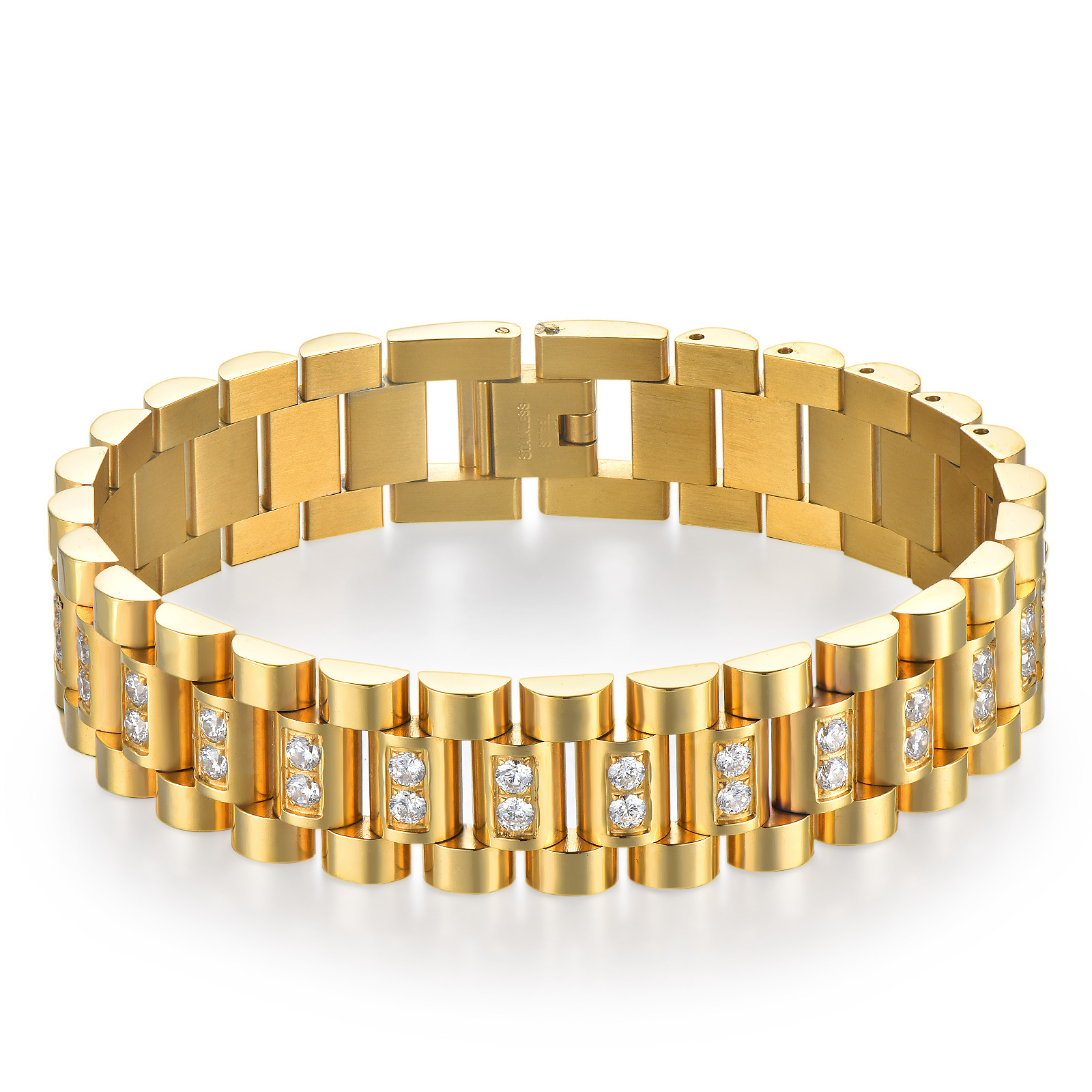 Factory direct Japanese and Korean style leisure Joker diamond men's strap bracelet creative lettering stainless steel bracelet