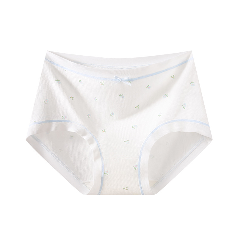 Waffle calzoncillos para mujer, entrepierna inferior de seda de morera, entrepierna antibacteriana, transpirable, niña linda, calzoncillos florales para mujer