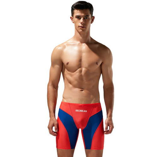 SEOBEAN Hibbing fluorescent fashion trendy hot spring five-point swimming trunks men's boxer swimming trunks sports beach trunks