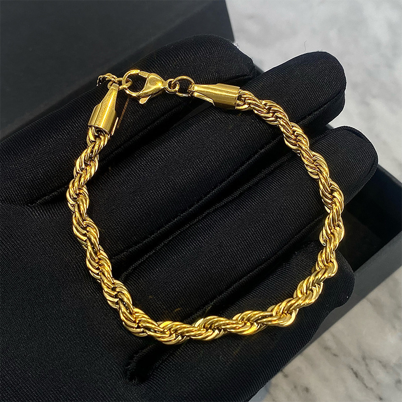 S027-5mm 트위스트 체인-팔찌-골드