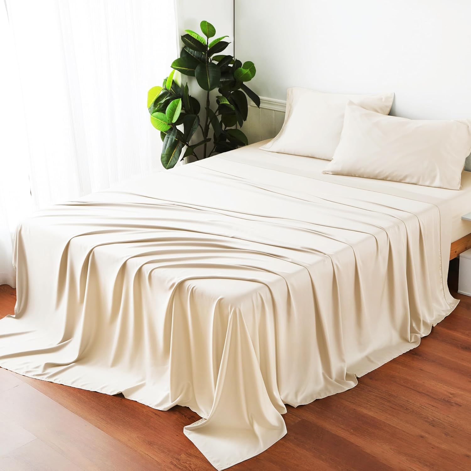 Clase A, estera de fibra de bambú, sábana de un solo producto, helado, ropa de cama de color sólido con sensación fresca y lavable a máquina, Amazon