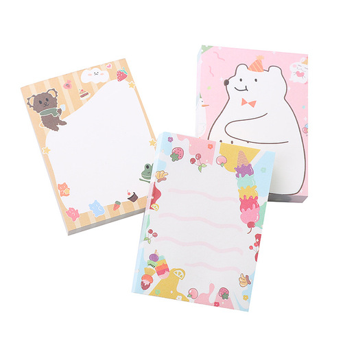 Note pad cute cartoon bear note paper creative stationery students tearable message pad note book wholesale