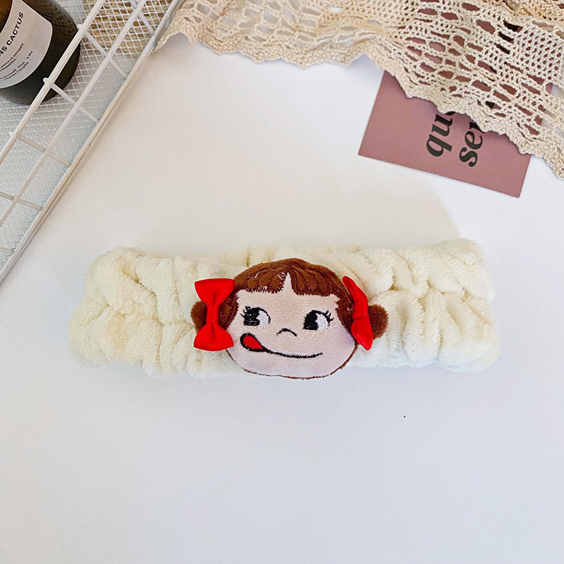 Coreano de dibujos animados niña felpa muñeca pelo banda cara lavado diadema coral terciopelo lindo diadema fábrica suministro directo accesorios para el cabello