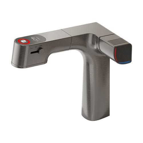 Gun gray retractable basin faucet digital display hot and cold faucet beauty skin chlorine removal filter element cream white all copper