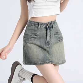 休闲牛仔裤短裙大码女装夏季新款高腰显瘦小个子a字半身包臀裙子