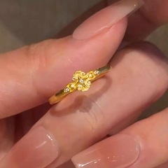 欧式时尚感简约轻奢金色十字鸢尾花戒指中古气质贵气开口戒批发