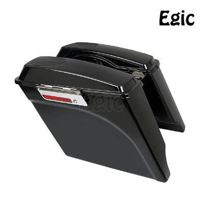 Motorcycle modification is suitable for Harley wagon side box to increase the height of the riding motorcycle cvo94-13 year with audio cover. (Motorcycle trunk) - bright-black-heightened-model-electroplated-lock