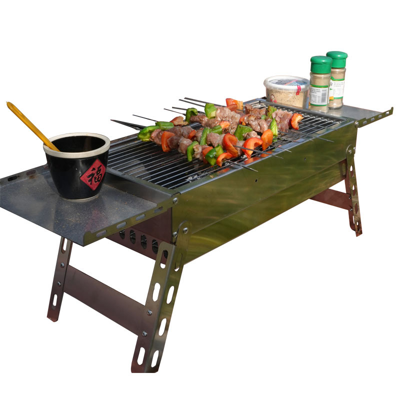 Grill de parrilla de acero inoxidable al aire libre portátil plegable patio grill de parrilla plegable