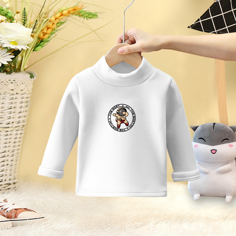 Bebé que basa la camisa de terciopelo versátil niños y niñas medio cuello alto de manga larga Camiseta superior Otoño e Invierno ropa interior térmica de los niños image 5